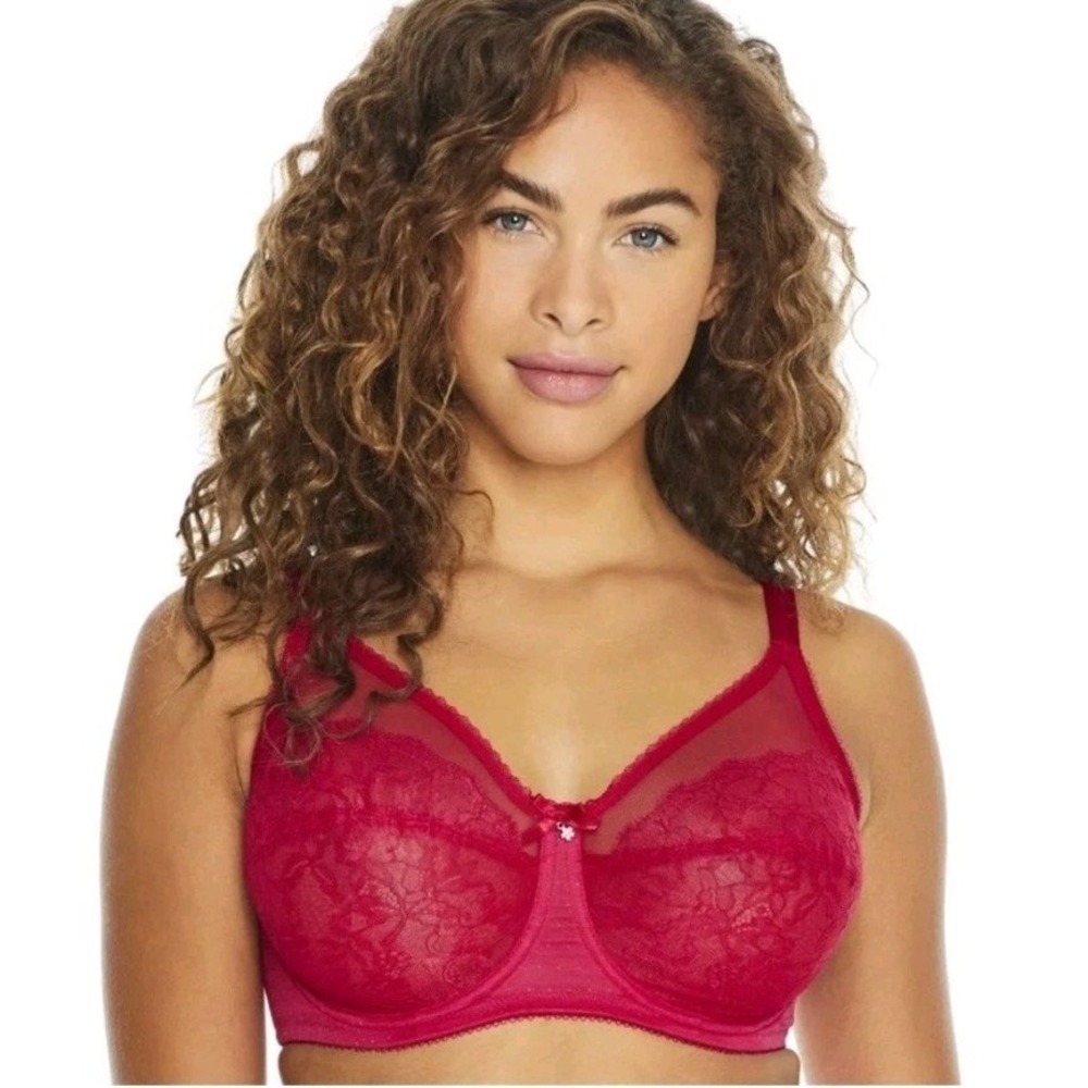 Wacoal Chantilly Lace Retro Chic Bra 855186‎ Womens 40D Red Lace UW EUC